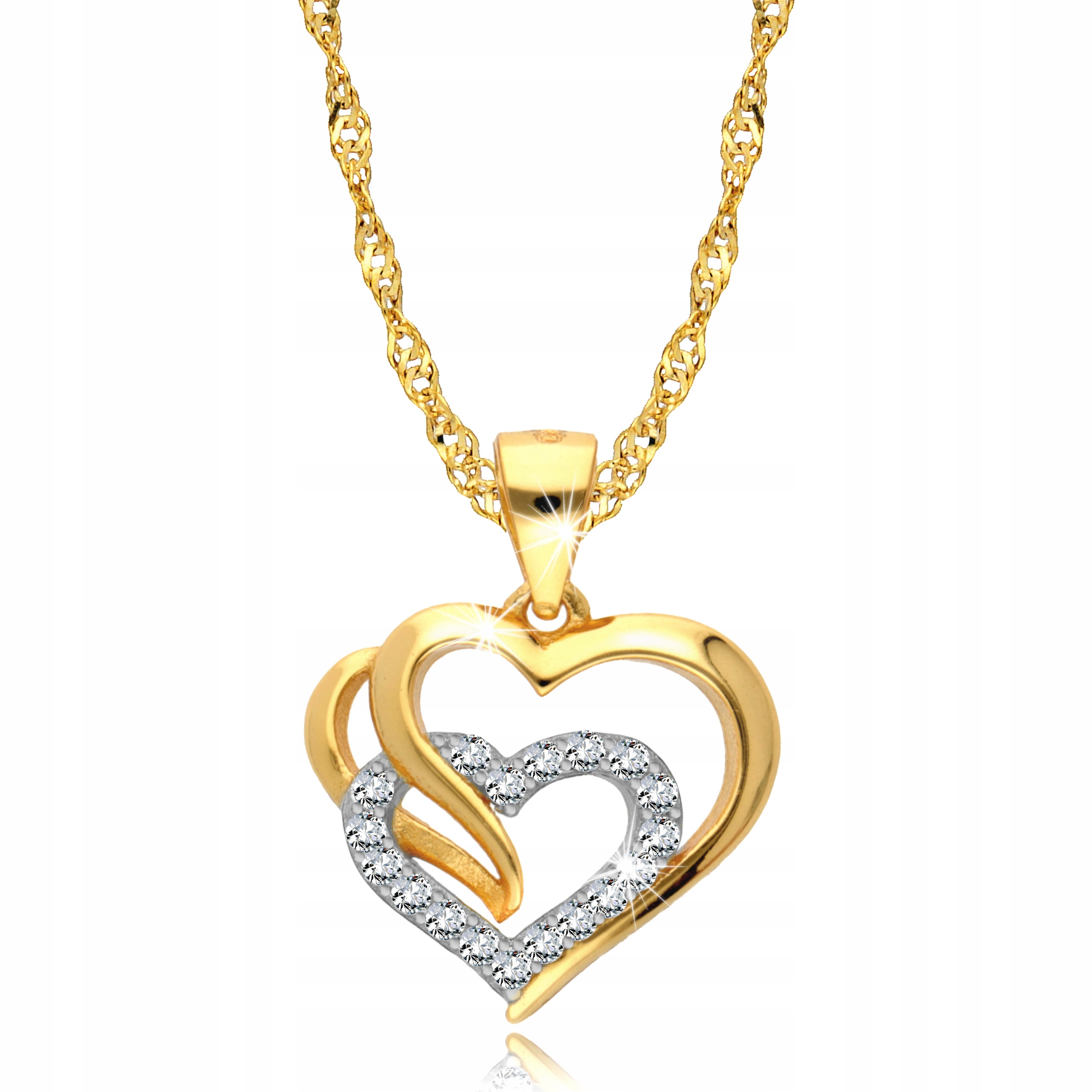 Złoty Łańcuszek 925 Serce Serduszko Naszyjnik KOMUNIA Grawer Marka Euforia