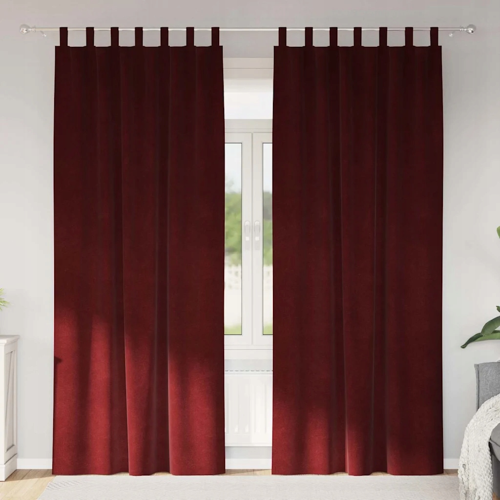 vidaXL Zatemňovací závěsy 2 pcs Víno Červené 140 x 260 cm samet
