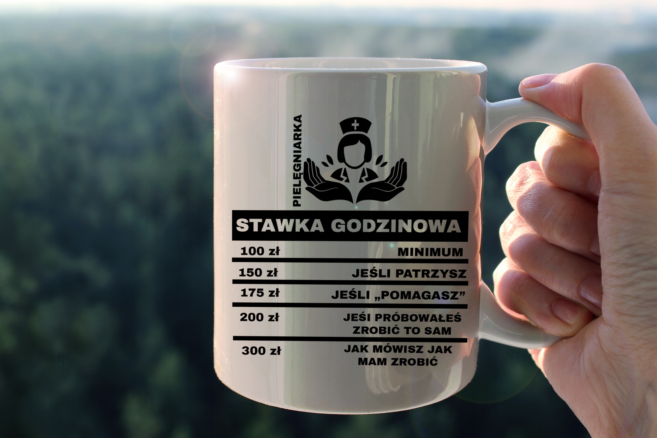 KUBEK ŚMIESZNY PREZENT DLA PIELĘGNIARKI DO PRACY Pojemność 330 ml