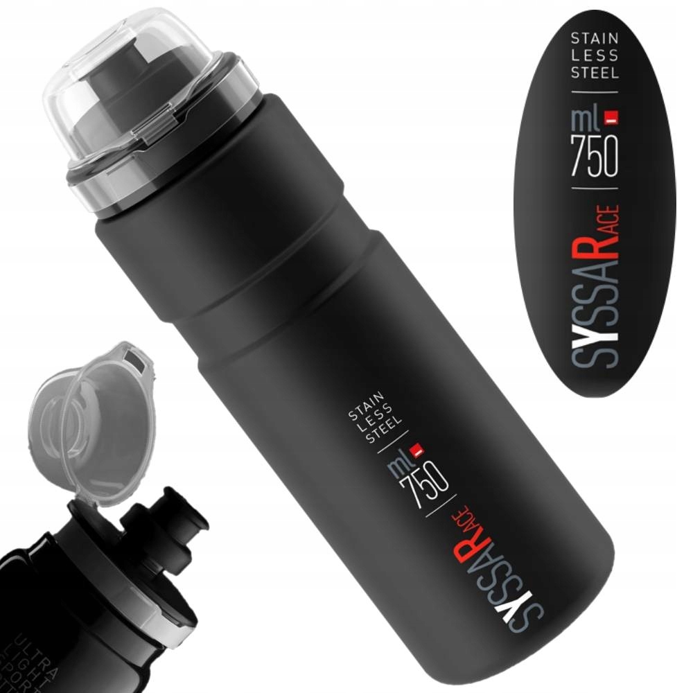 Bidon Elite Syssa Race Mtb Czarny Mat Stal Nierdzewna 750ml Bpa Free