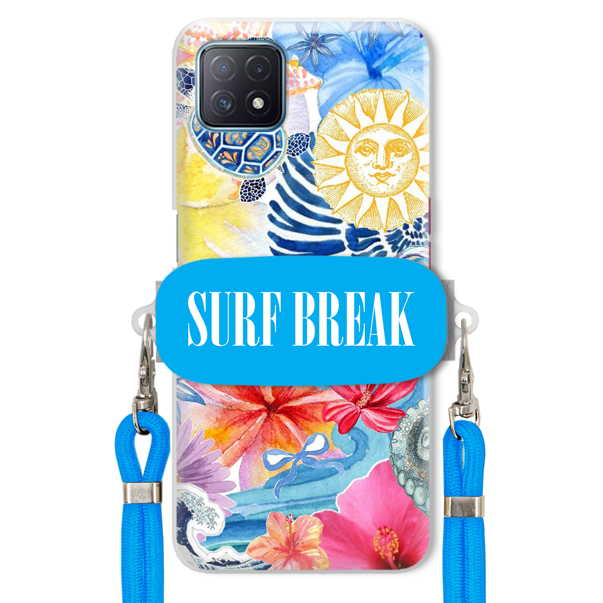 Puzdro pre Oppo A72 5G Modré Crossbody vodítko držiak Surf Break Lata