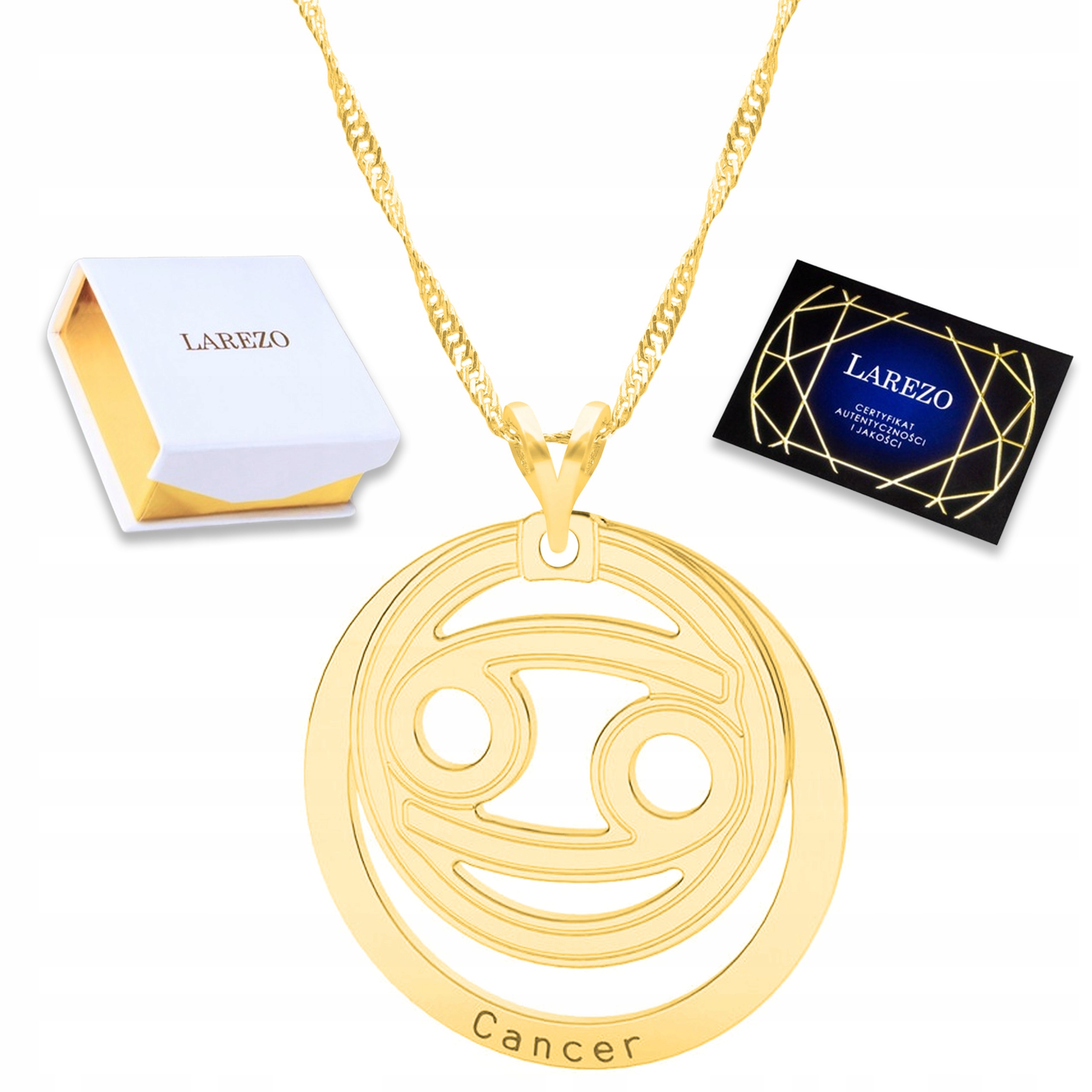 Zlatý náhrdelník zvěrokruhu Rak Cancer Znak Horoskop Astrologie 925