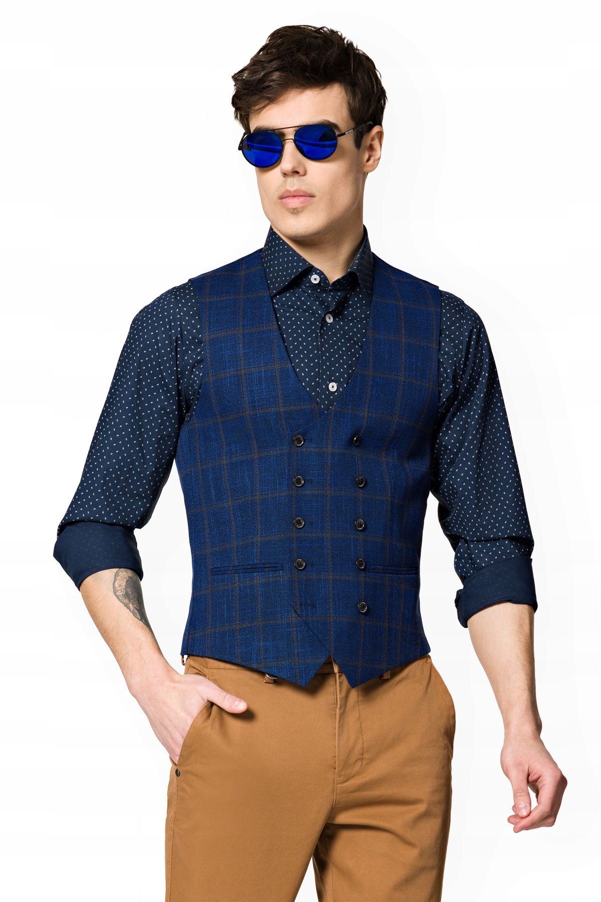 

Kamizelka Granatowa w Kratę Lancerto Grenada 50