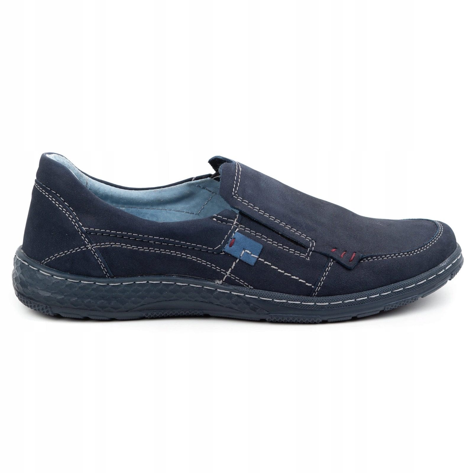 Pánské kožené mokasíny nubukový semiš 943MA, modré, nazouvací, velikost 42