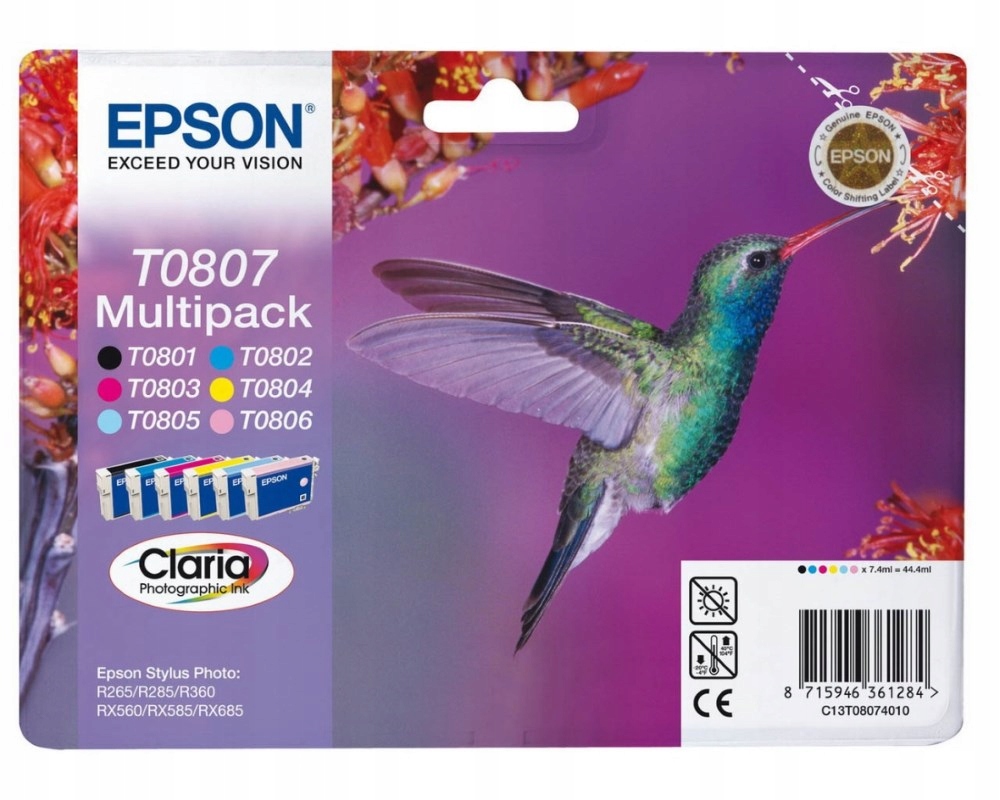 Epson inkoustové náplně Multipack/ C13T080740/ R265/ R360/ RX560/ 6 barev