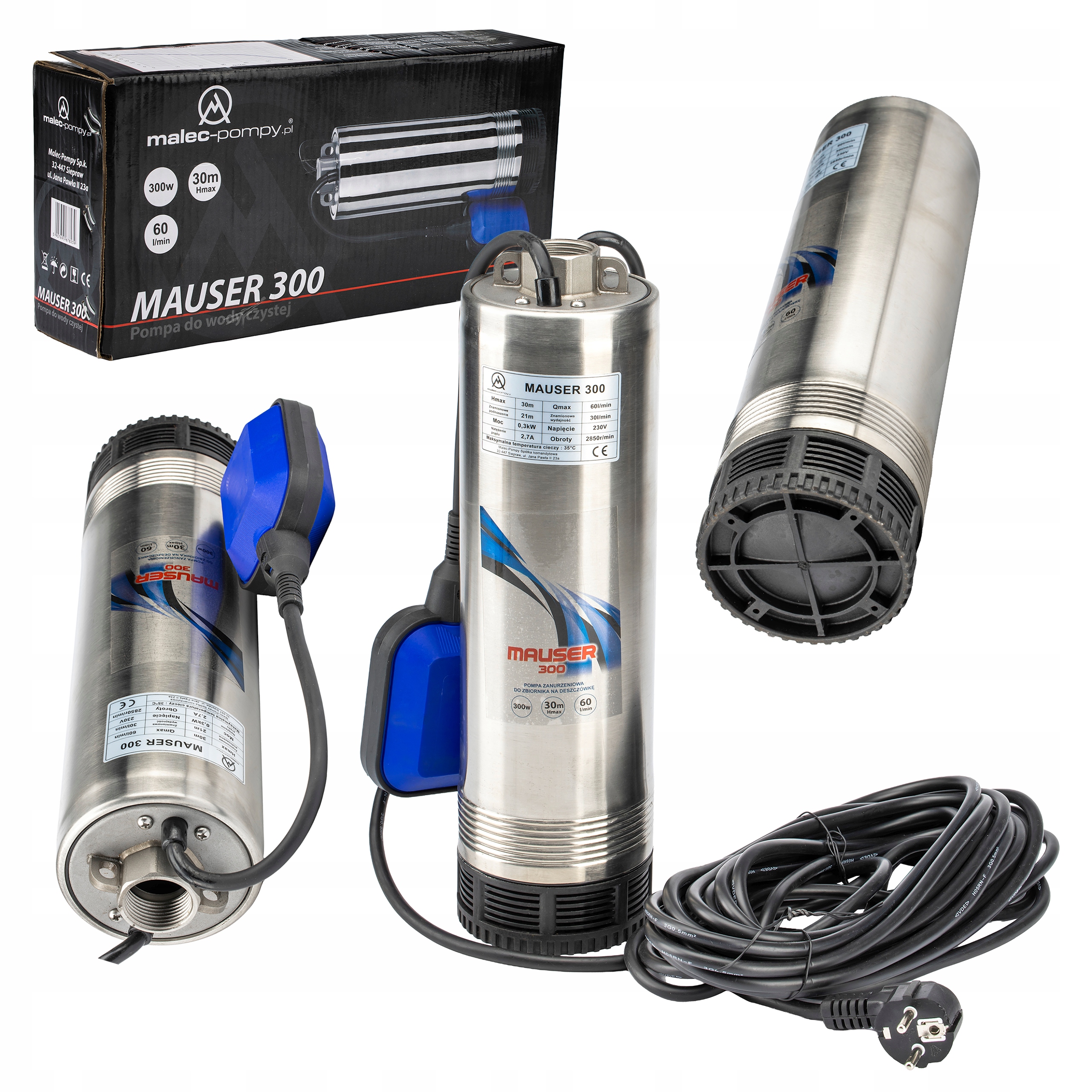 Pompa Zatapialna Mauser 300, 230V 300W Z Pływakiem Do Mausera Zbiornika