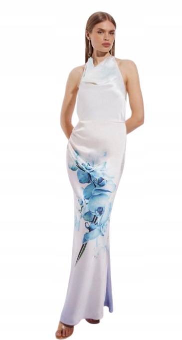 Karen Millen Dlouhé Šaty S Květinami Tall Bílá 38 B1F
