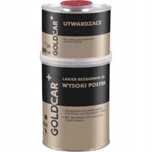 Lakier bezbarwny GOLDCAR+ wysoki połysk 1L + UTW