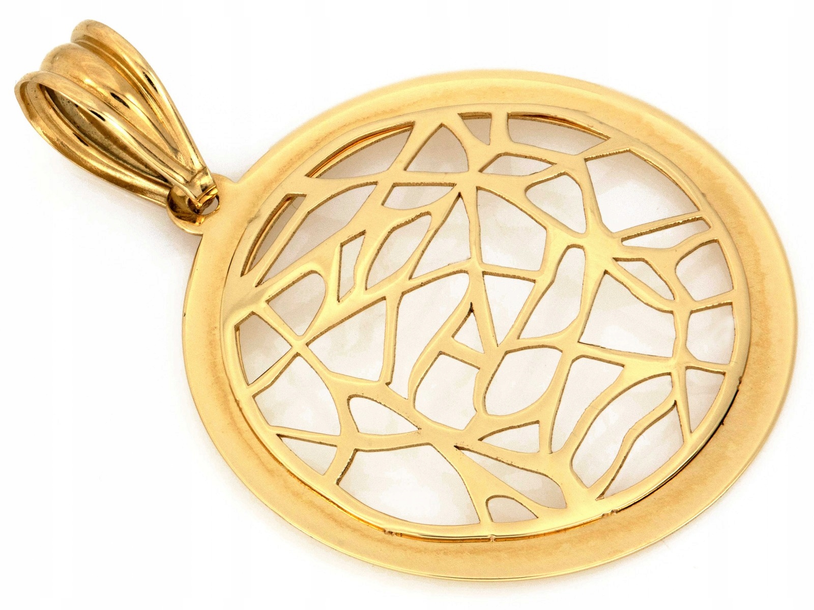 Přívěsek zlatý 585 kulatý Ažurový vyřezaný Kolečko bez kamenů 1.05 g