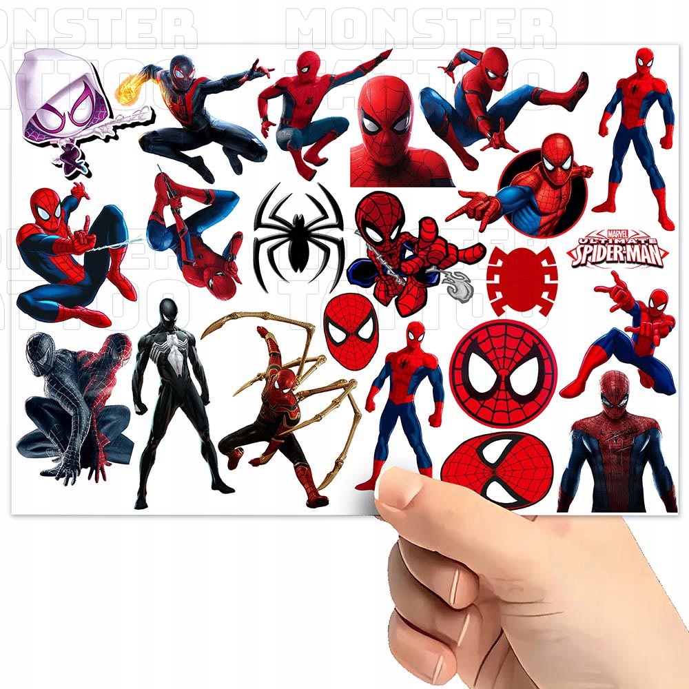 TATUAŻE ZMYWALNE TYMCZASOWE DLA DZIECI DZIECIĘCE SPIDERMAN WZORY ORYGINALNE Typ naklejka