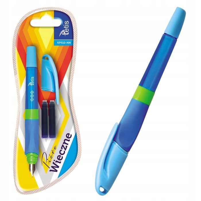 PIÓRO WIECZNE Z IRYDOWĄ KOŃCÓWKĄ BLUE + 2 NABOJE Kolor Odcienie niebieskiego
