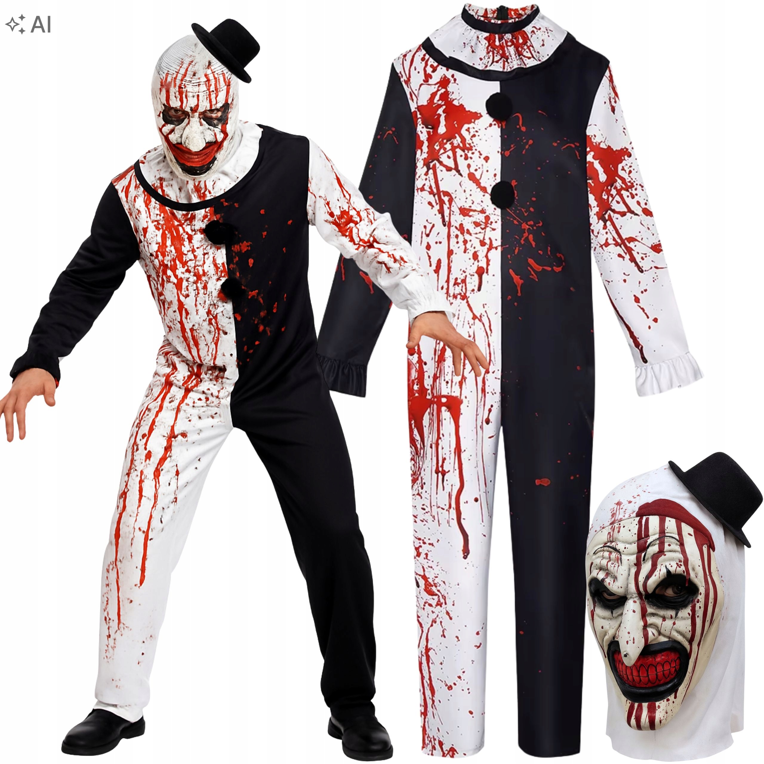 Kostým Klauna Převlek Arlekin Blázen Terifier Halloween Bal 164 170 S M