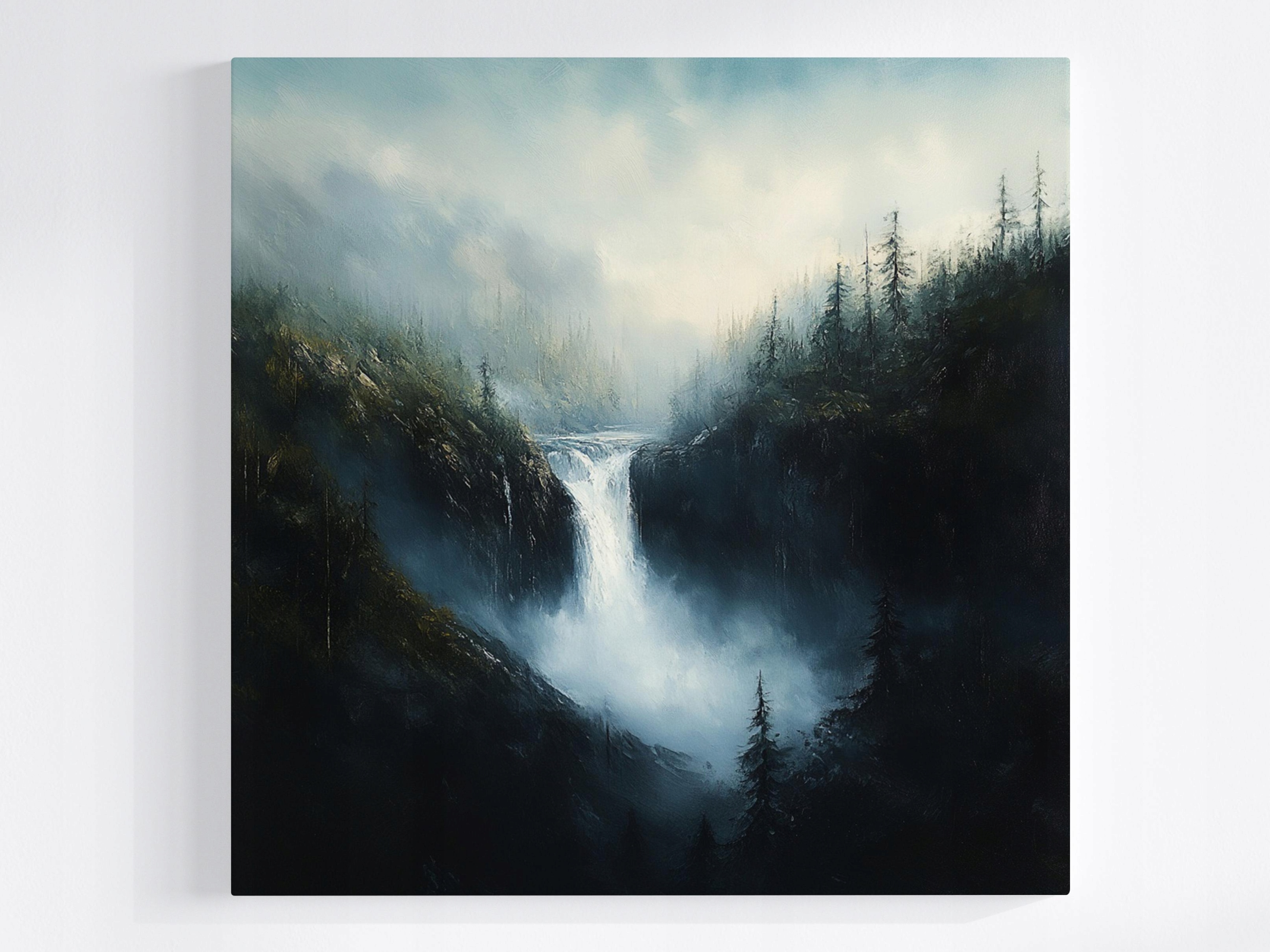 Obraz Na Plátně Canvas Krajina Hory Les Vodopád Řeka Temnota Příroda 60x60