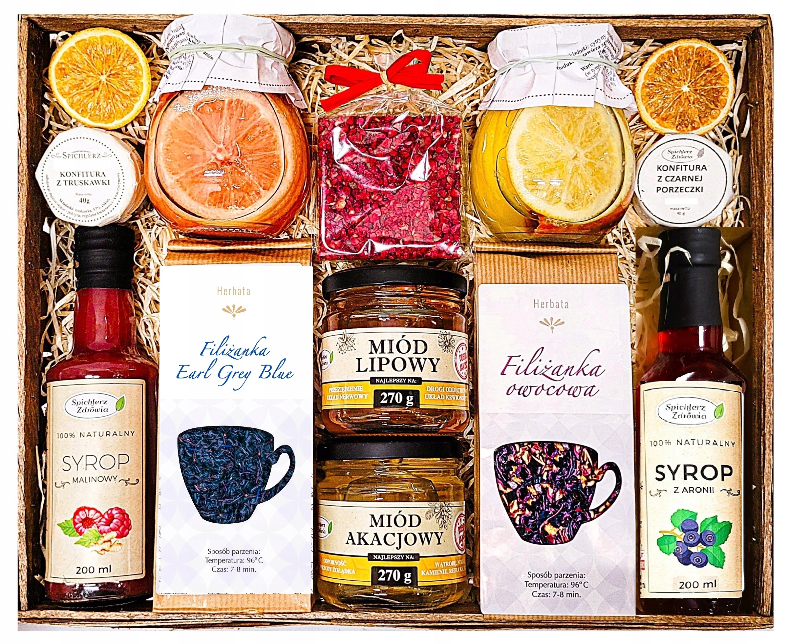 Velký Dárkový Koš Dárek Dárkové Balení Čaje Med Sirup Pochoutky