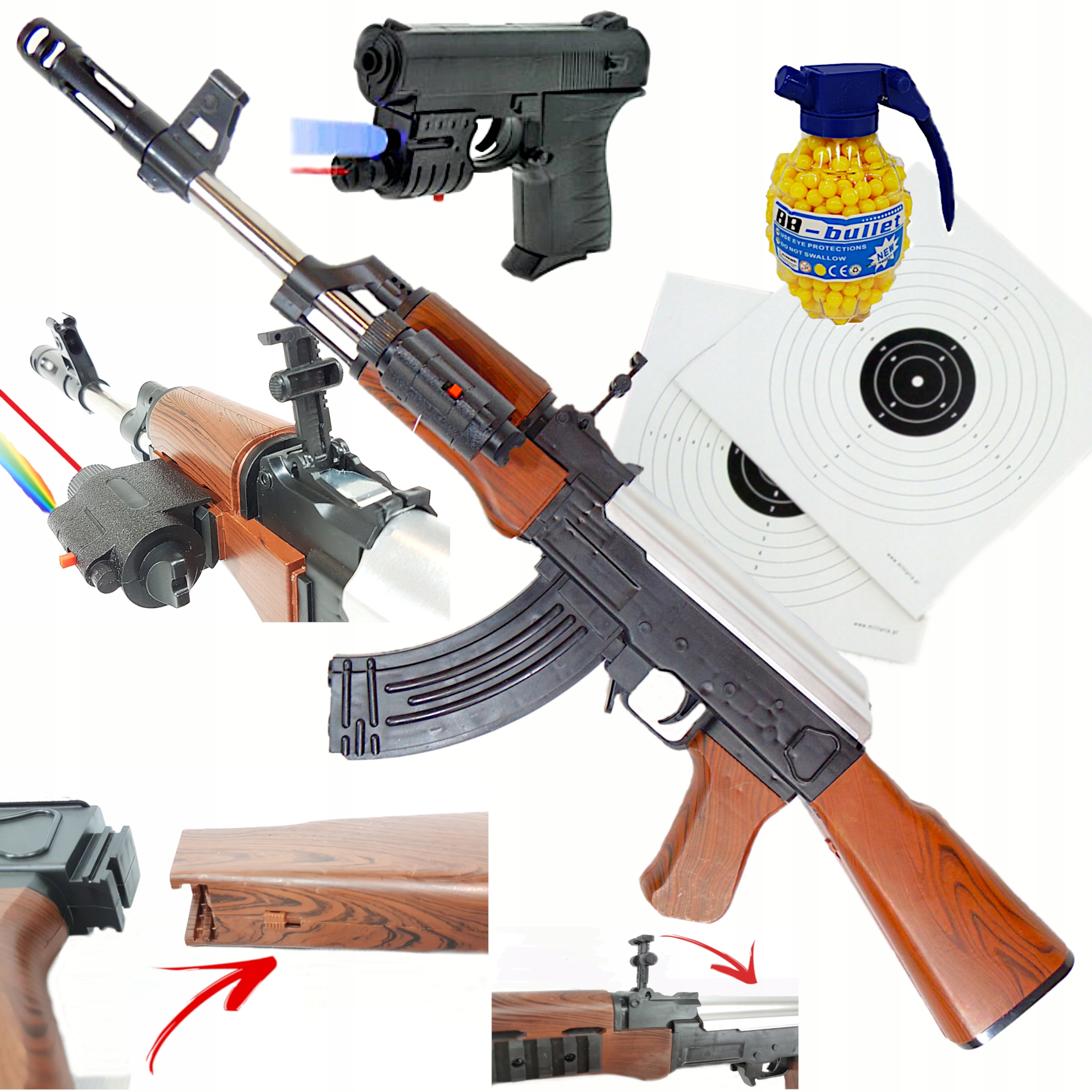 

Karabin AK-47 Kałasznikow Na Kulki+pistolet+granat