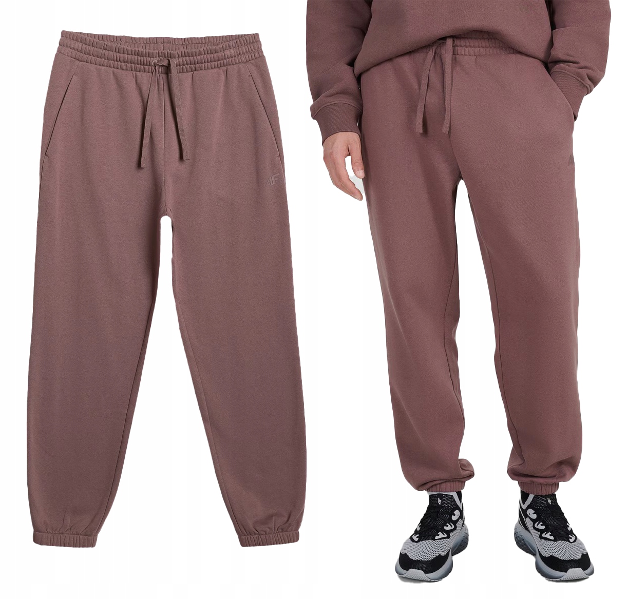 Pánské tepláky 4F s bavlnou M1273 81S joggery, hnědé, velikost XL