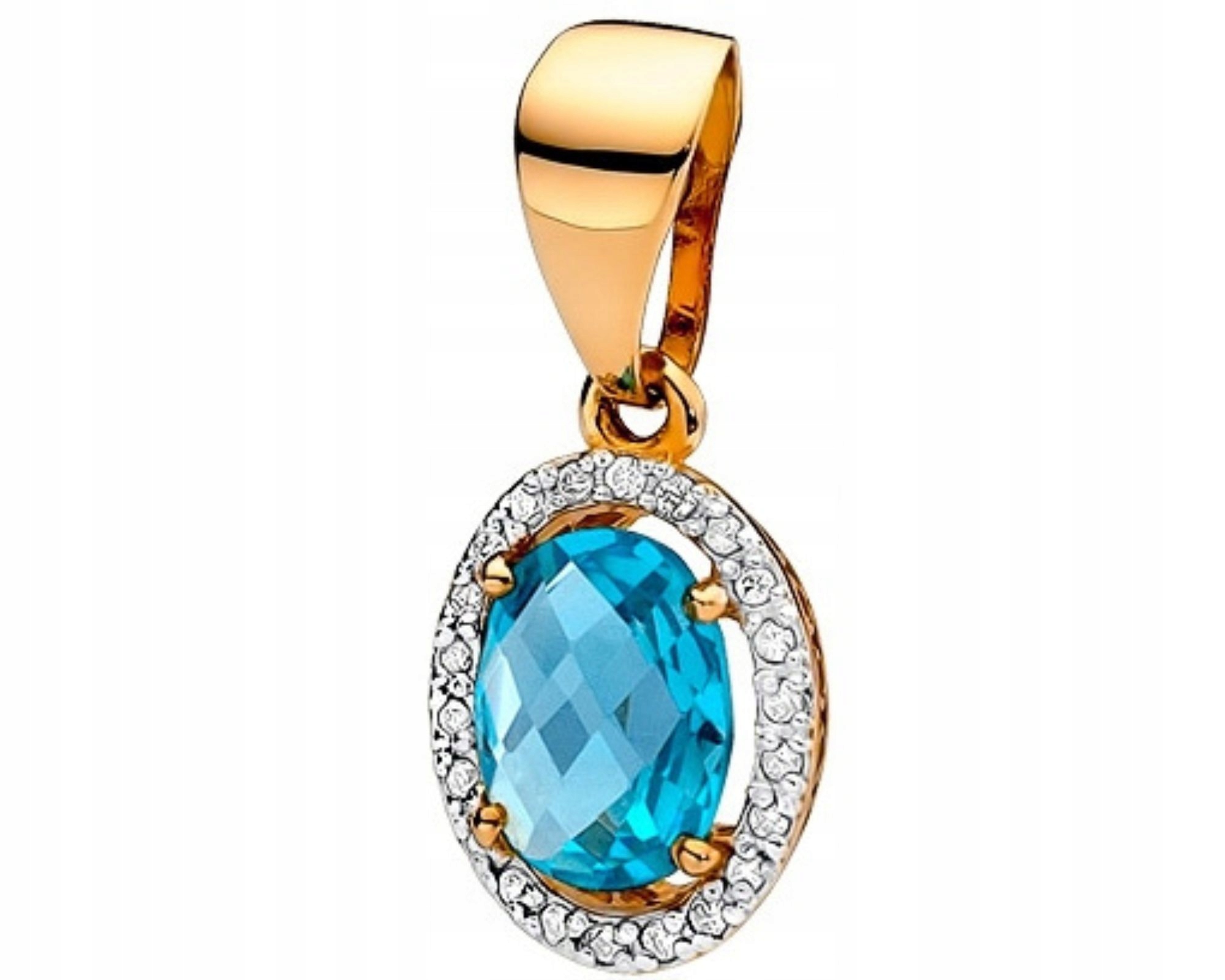 Přívěsek z růžového zlata s brilianty topaz 585