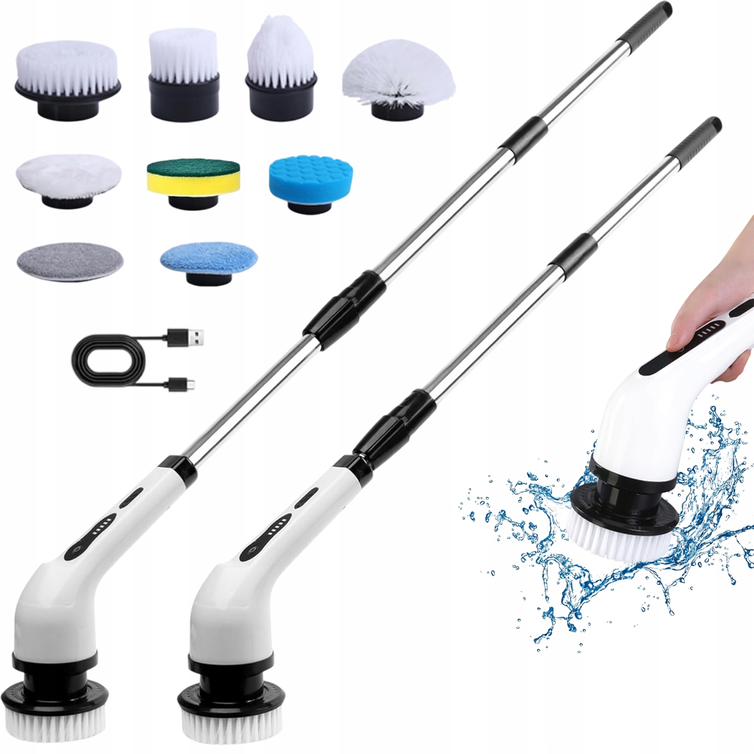 Levně Rotační Kartáč Na Čištění Koupelny A Kuchyně, 2 Rychlosti, 9 Nástavců