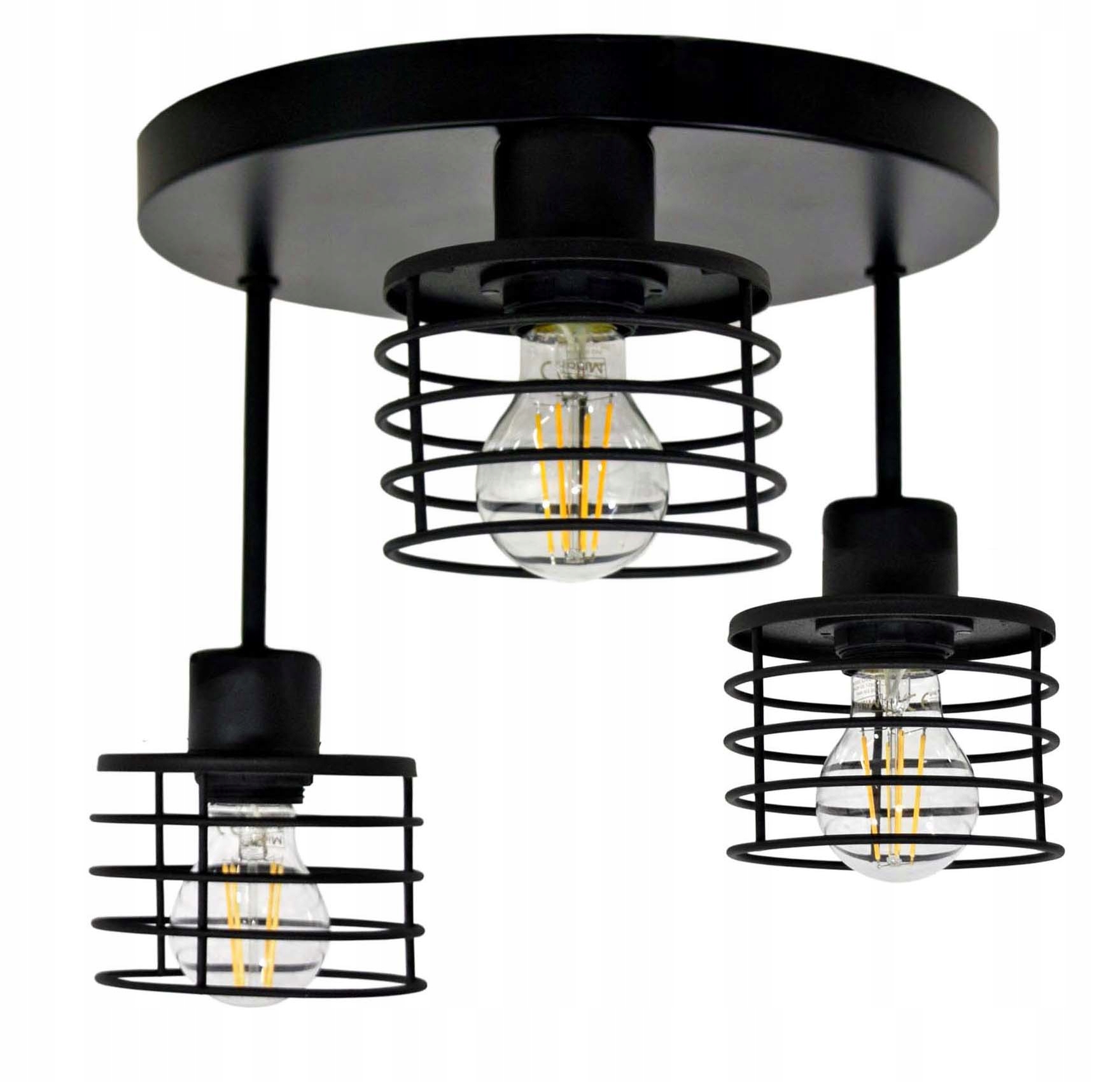 

Lampa Plafon Żyrandol na Led stały Sprężyna Czarny