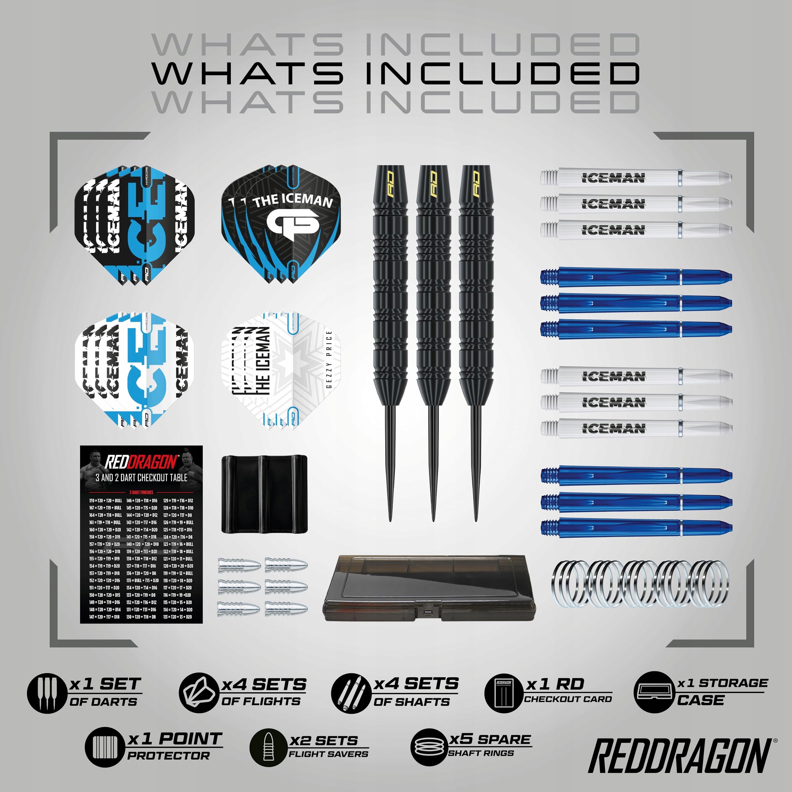 RED DRAGON Zestaw Darts Gerwyn Price Iceman 50 Elementów 22g Steeltip — miniatura 2