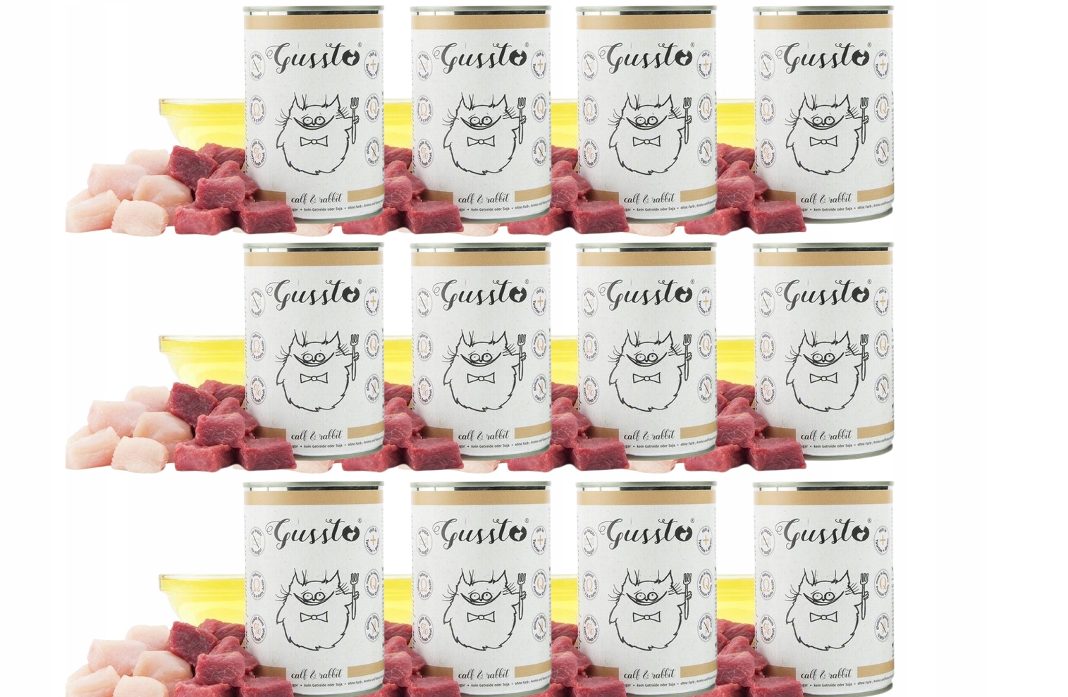 Gussto Cielęcina Z Królikiem 12x 400G – Wysokomięsna Karma Mokra Dla Kota