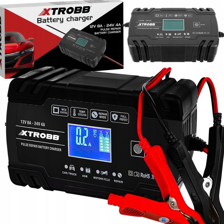 Usměrňovač 12V a 24V Nabíječka pro akumulátory do auta 12