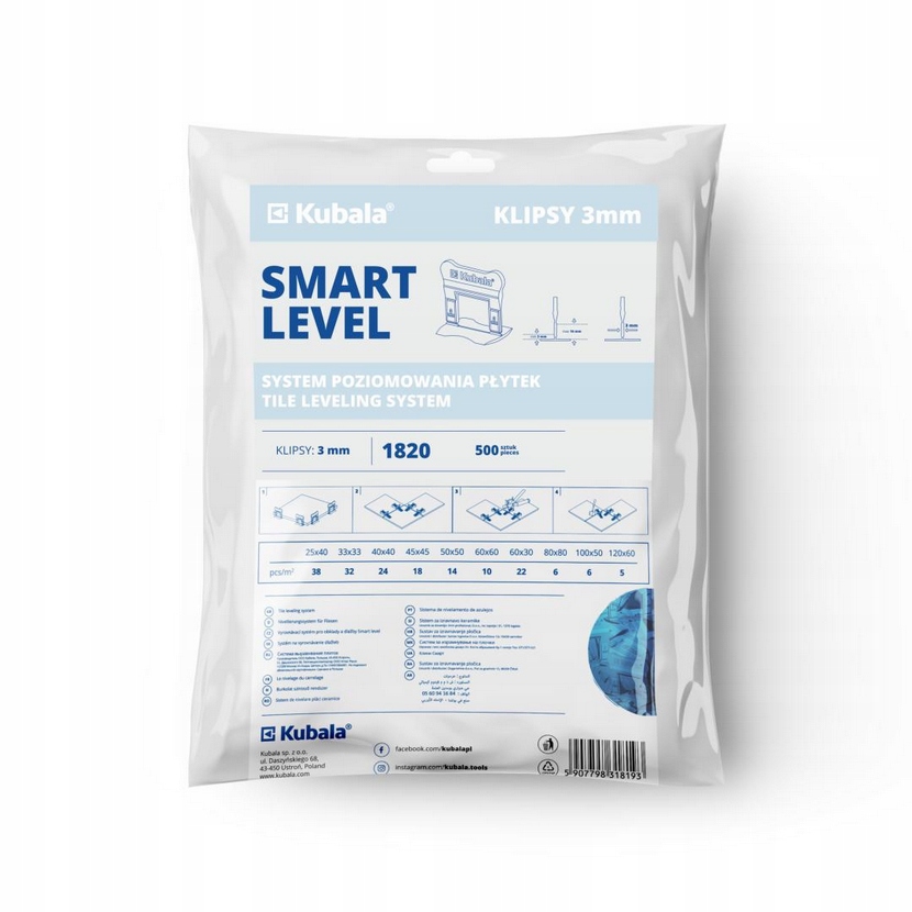 Kubala Klipsy Smart Level 3 MM, 500 Ks/op