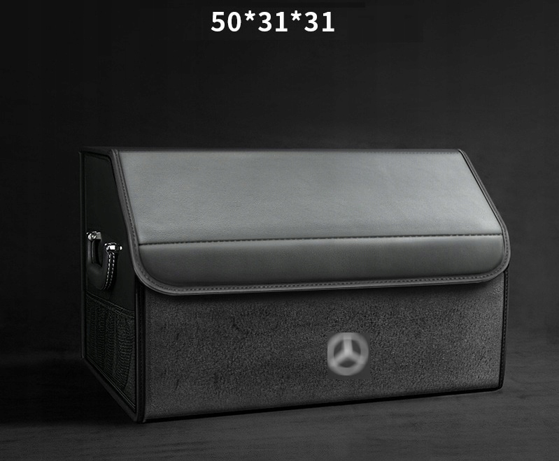 Kožený organizér batožinového priestoru je vhodný pre Mercedes 50 × 31 × 31, semišový, čierny