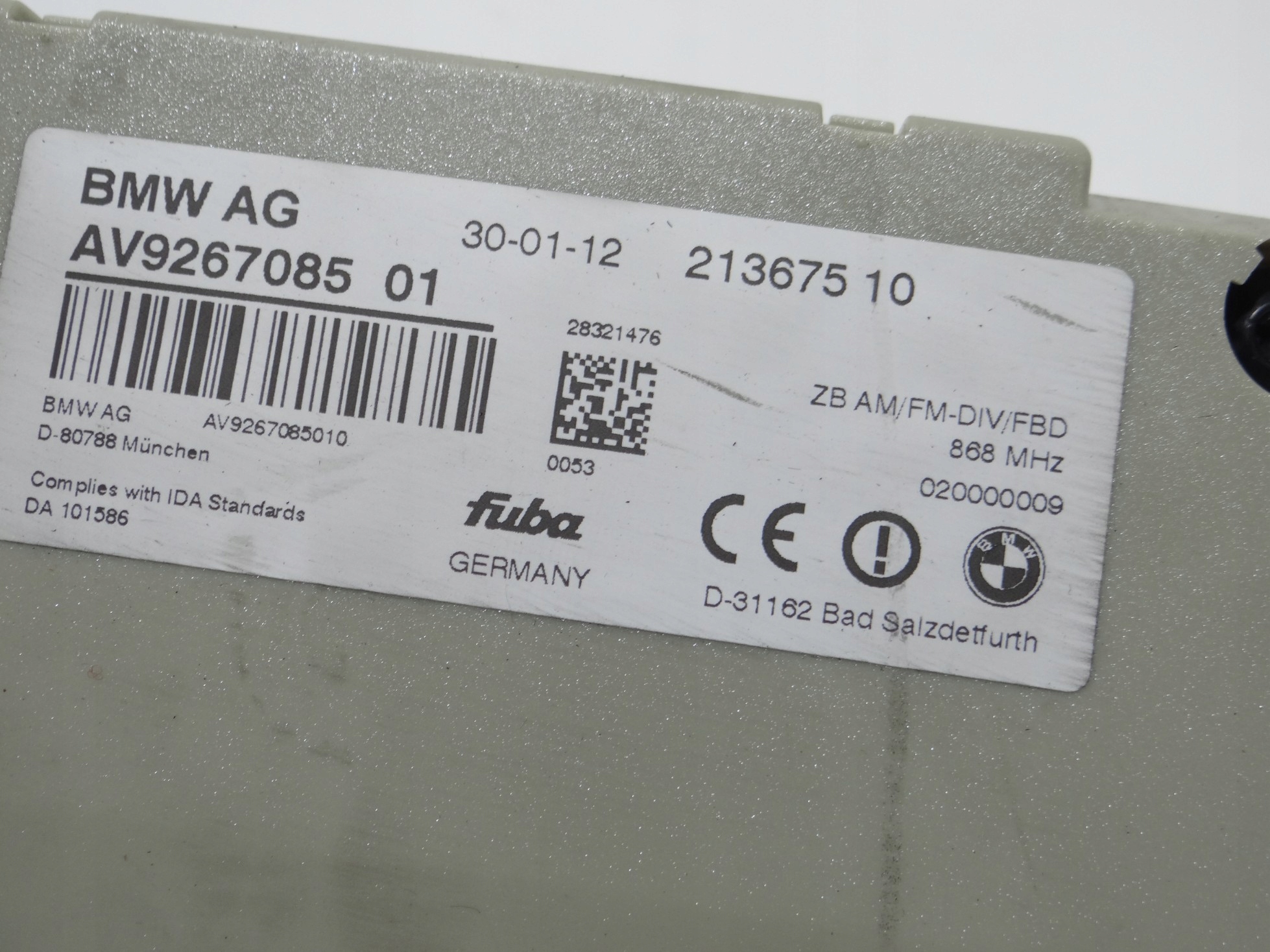 antenna amplifier DIVERSITY BMW F10 9267085