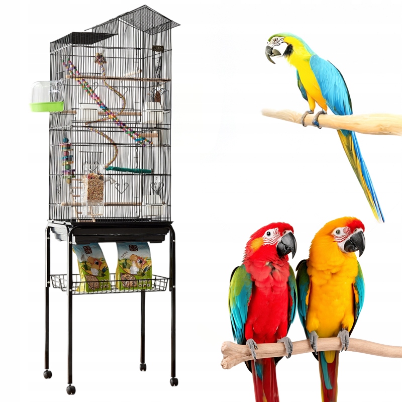 Klec Voliéra Velká Na Kolečkách Papoušků Kanárů Exotického Ptactva Kov