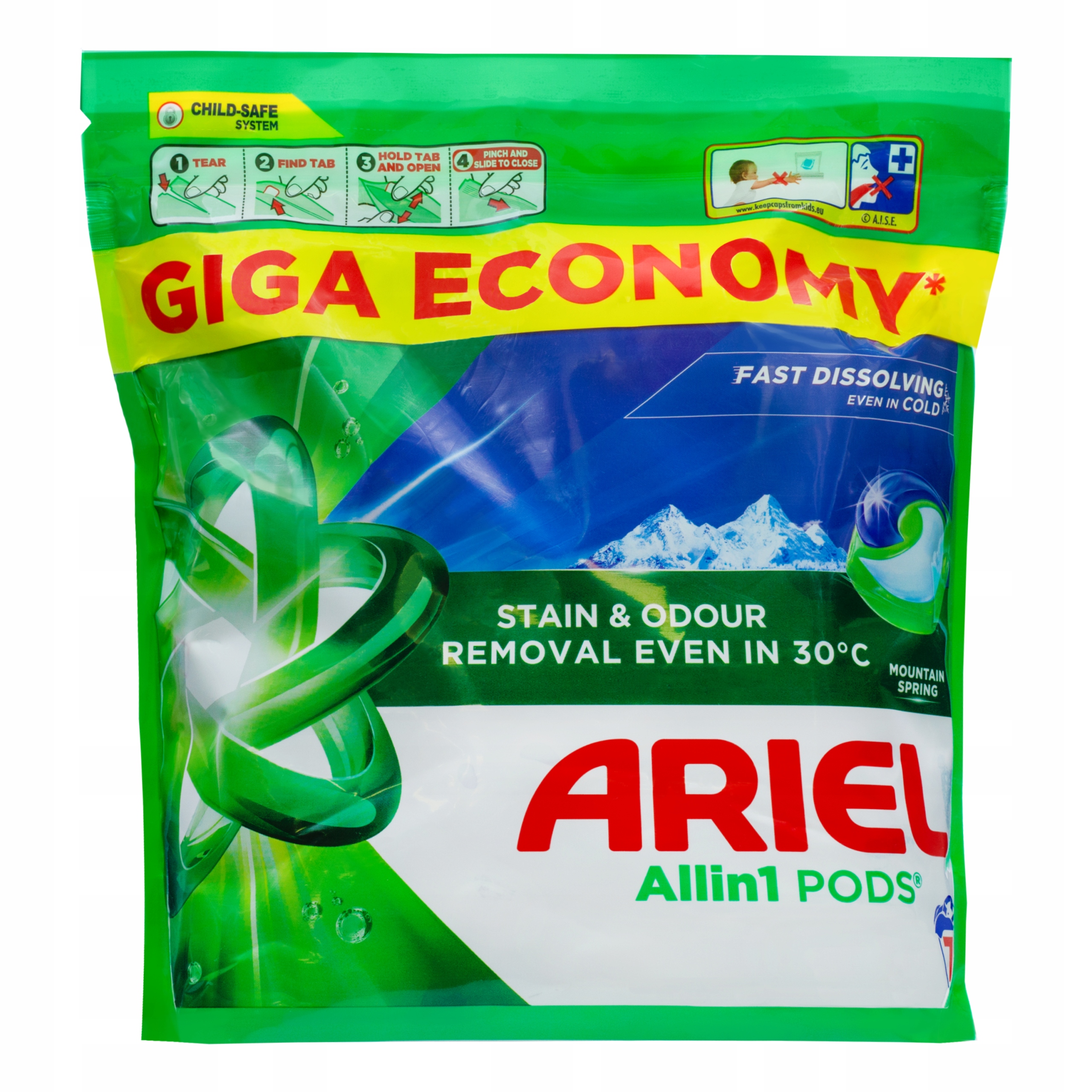 Levně Ariel Mountain Spring Allin1 Kapsle na bílé praní tkanin 70 praní