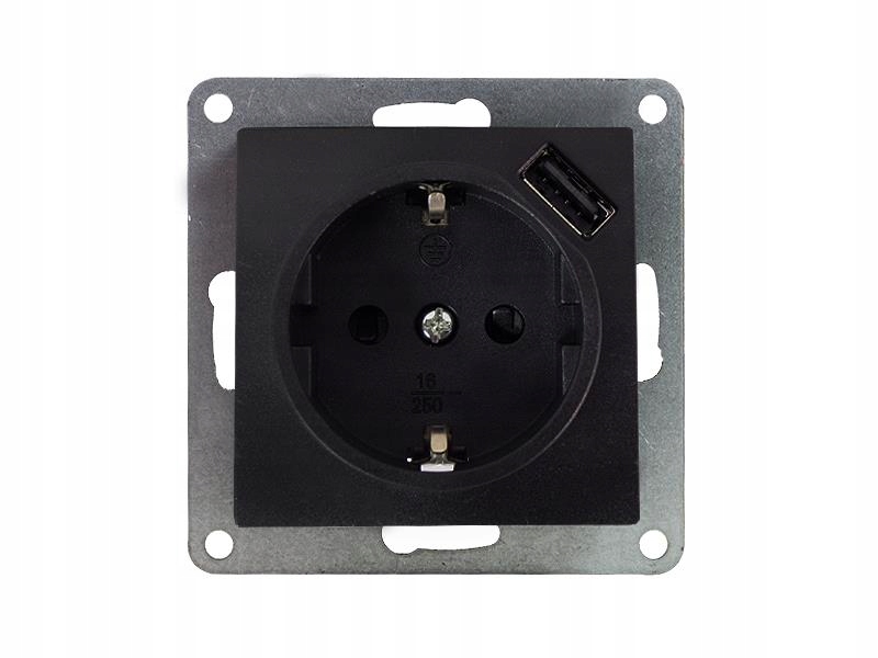 

Gniazdo pojedyncze Schuko z Usb czarne 'Modern'