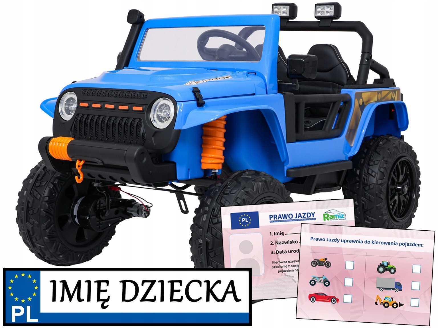 autko elektryczne dla dziecka Jeep Monster piankowe duże koła pilot