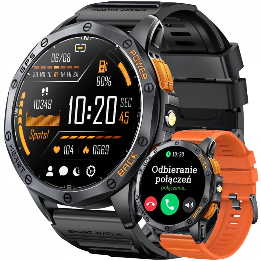 Chytré Hodinky pánský Rubicon RNCF47 oranžový 2 Pásky s Gps