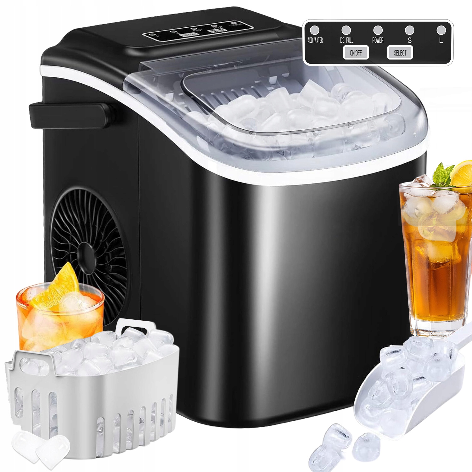 Přenosný Výrobník Ledu 1,3 L S Výběrem Velikosti Kostek A Panelem