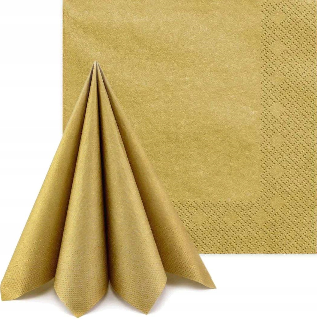 SERWETKI Trzywarstwowe ZŁOTE Ślub Urodziny Komunia Chrzest 33x33cm 20szt.