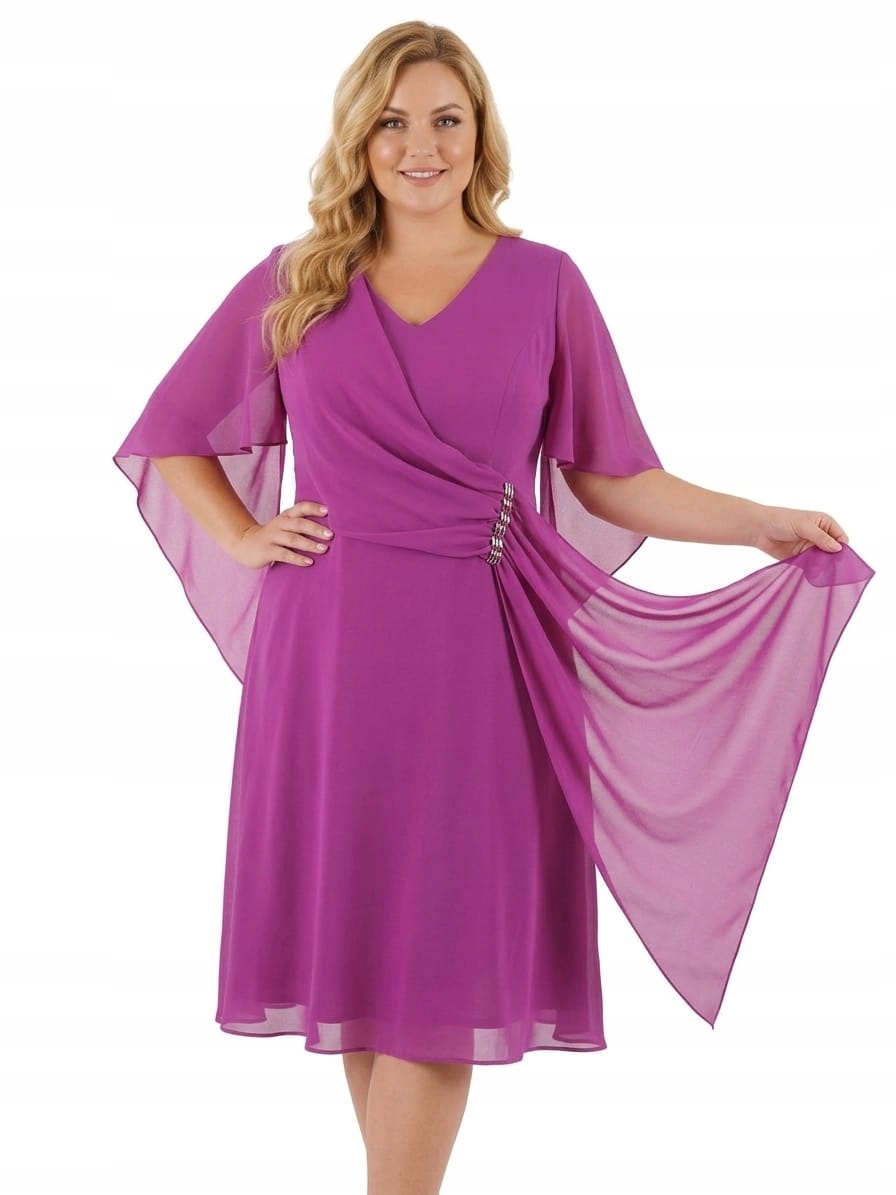 Elegantní šaty sukně Plus Size, velikost 52, barva fialová
