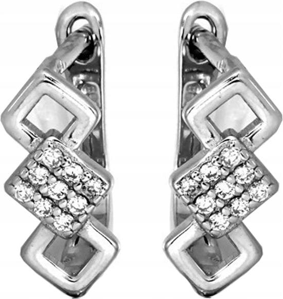 925 stříbrné náušnice anglické zapínání čtverec plechy se zirkony módní