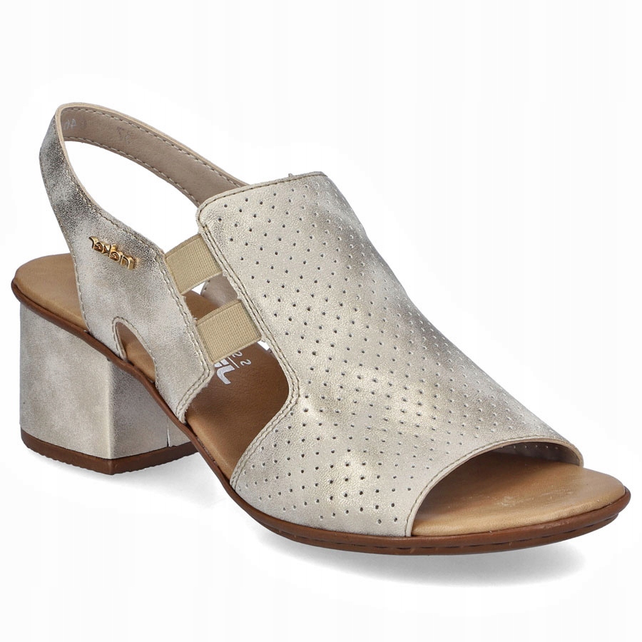 Dámské nazouvací sandály na podpatku zlaté Rieker 64665-60 40