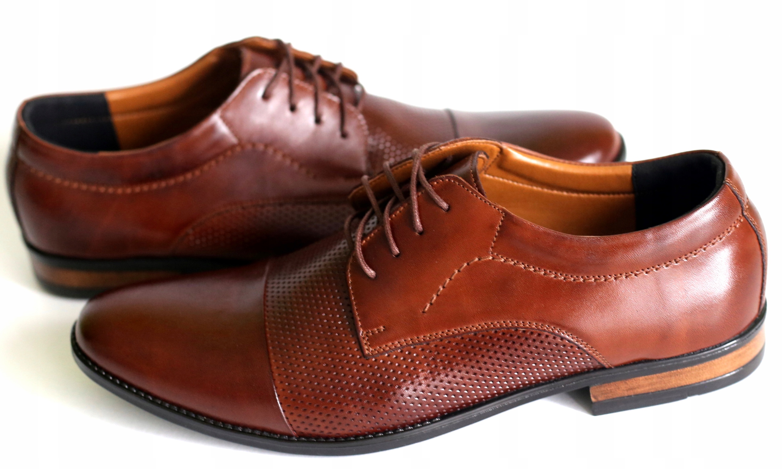 BUTY WIZYTOWE BRĄZOWE OBUWIE SKÓRZANE 323-3-4 BAF Rozmiar 40