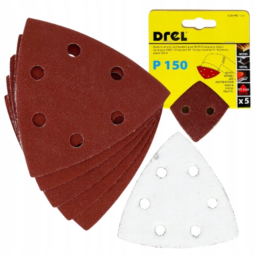 Papier Ścierny Delta Rzep 93x93mm P150 Zestaw 5 szt na Żelasko do Drewna