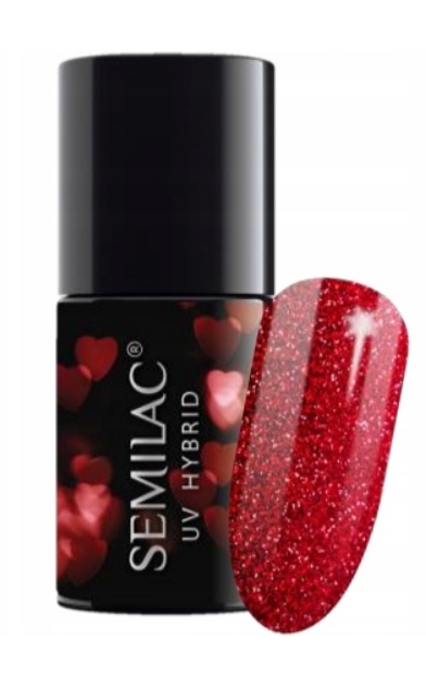 SEMILAC HYBRYDA 318 BURGUNDY RED GLITTER 7ML