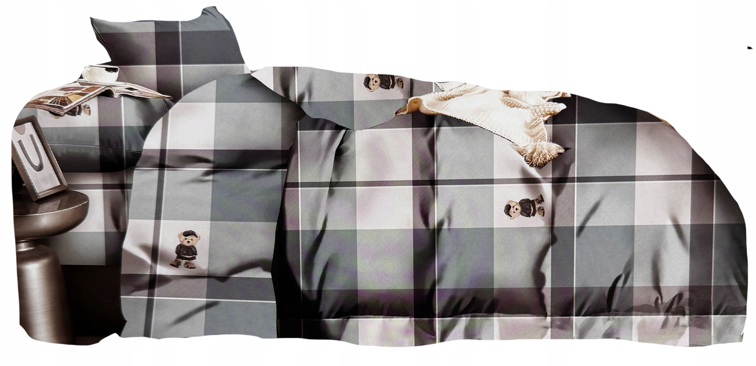 Povlečení 160x200 Bavlna Saténová 100% Povlečení Sada Povlečení Mřížka