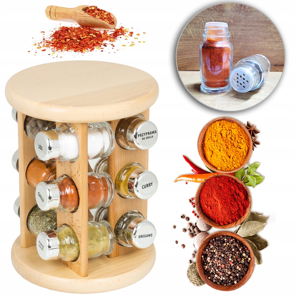 Przyprawnik Stojak Obrotowy Na Przyprawy Zestaw 12