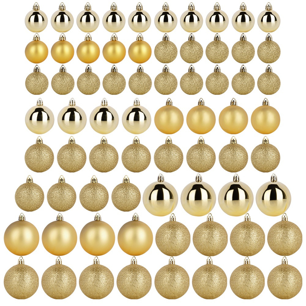 70 x Vánoční Baňky Nerozbitné Zlaté Sady vánočních ozdob na stromeček