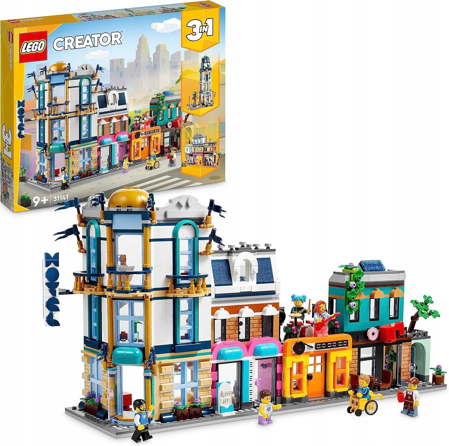 Lego Creator 3v1 Hlavní nákupní ulice 31141 město hotel obchody kavárna