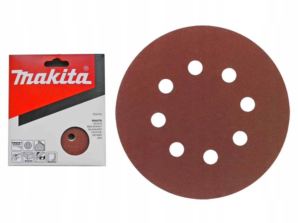 MAKITA PAPIER RZEP P180 125mm 8 OTWORÓW DO BO5030 BO5031 DBO180 BO5041
