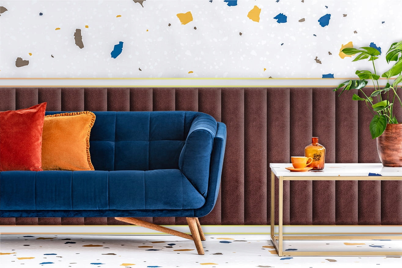 Panel ścienny 90 x 15 cm tapicerowany 3D Wezgłowie brązowo-czerwone Producent Postergaleria