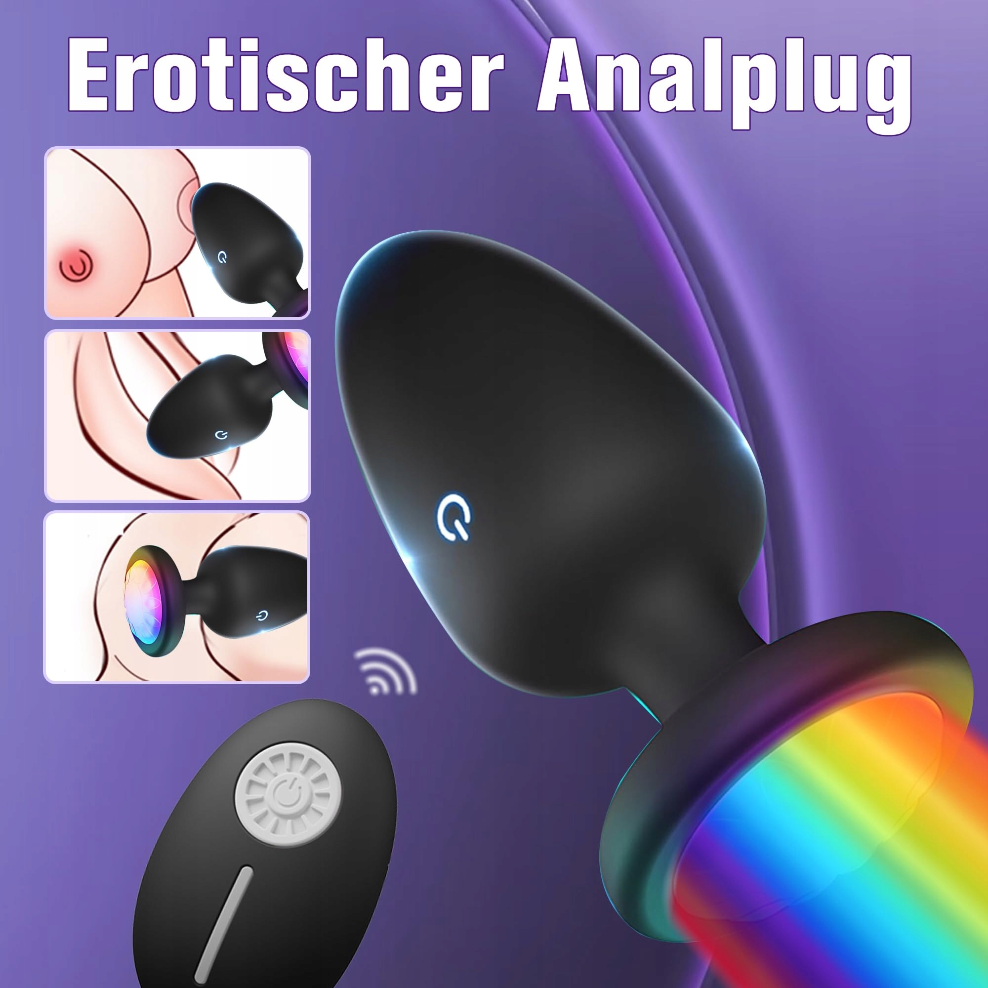 CHICLSQ LED Wibrator Analny Silikonowy Korek z 10 Trybami Wibracji Pilot — miniatura 4