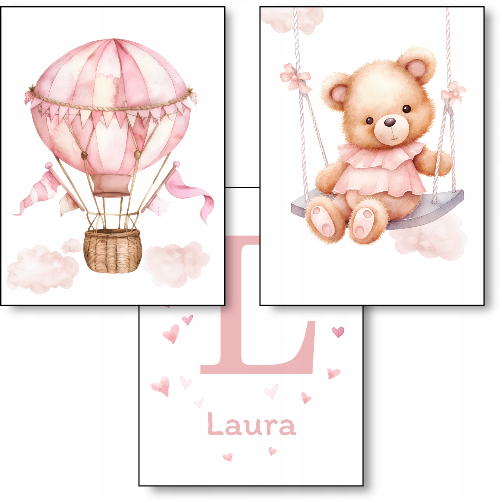 Obrazki do pokoju dziewczynki, PLAKATY 3 x 30x40cm dzieci misie #815